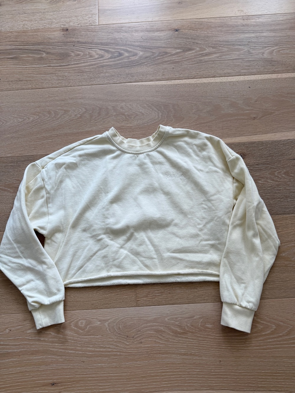 RVCA butter yellow Women's Cream Cropped Crewneck Sweatshirt